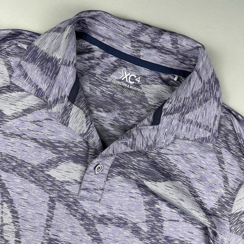 Johnston Murphy Men's Small Polo Purple All Over Stretch‎ Performance XC4 Golf